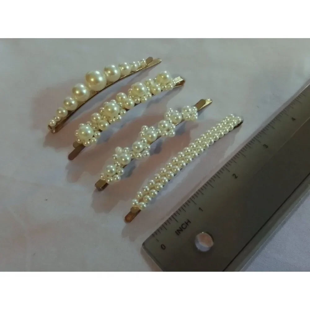 Set Of 4 Faux Pearl Hair Bobby Pins